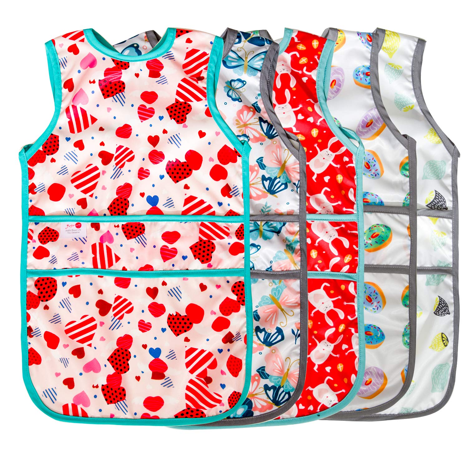 Joyo roy Mess Proof Baby Bibs for Eating Waterproof Toddler Bibs 2-4 Years Soft Machine Washable