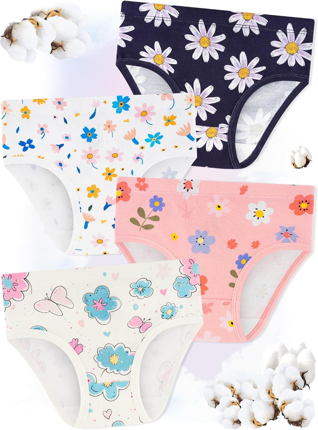 Girls' Underwear,Soft Cotton Tagless Panties for Toddlers' & Little Kids' Comfort,Breathable