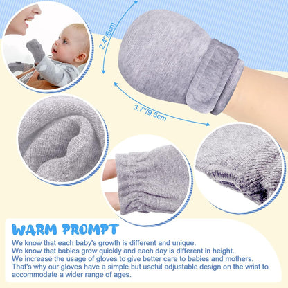 Newcotte Adjustable Baby Mittens No Scratch Newborn Cotton Breathable Gloves Warm Baby Mitts for