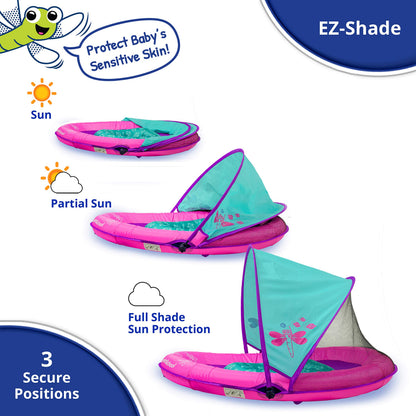 SwimSchool Deluxe Baby Pool Float with Adjustable Canopy - 6-24 Months - Baby Swim Float with