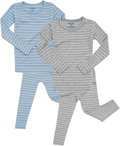 AVAUMA Stripe Pattern Baby Boys Girls Pajama Set Kids Toddler Snug fit Ribbed Sleepwear pjs for
