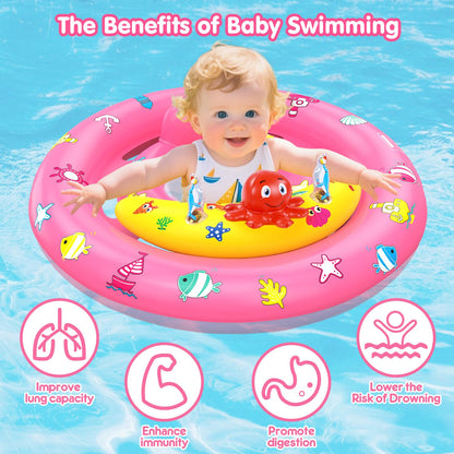 Baby Pool Float with Canopy Infant Toddler Float for 6-36 Months Boys Girls
