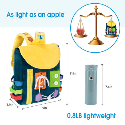 Busy Board - Toddler Backpack with Buckles and Learning Activity Toys - Develop Fine Motor Skills