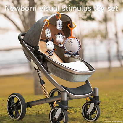 TUMAMA Black and White Baby Toys, High Contrast Tummy Time, Newborn Soft Books Mirror Rattles