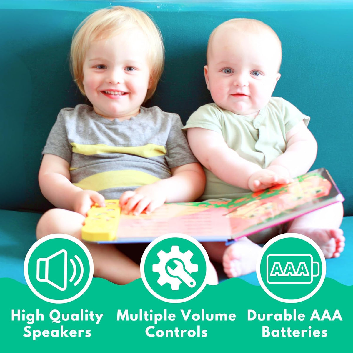 French Books for Kids Vol. 1: Musical French Baby Book Learning Toys w/English, Bilingual Language