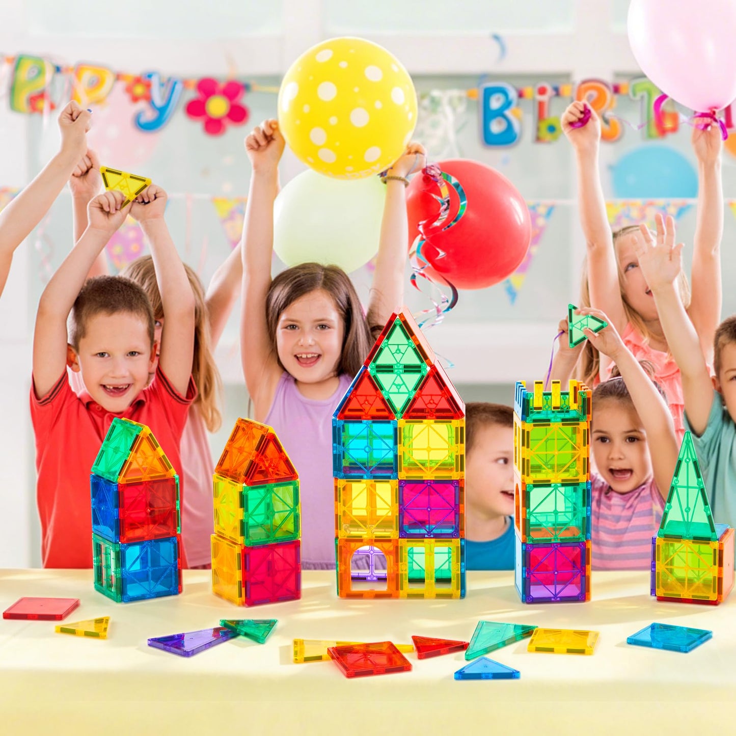 FNJO Magnetic Tiles, 110PCS Magnet Building Set, Magnetic Building Blocks, Construction STEM