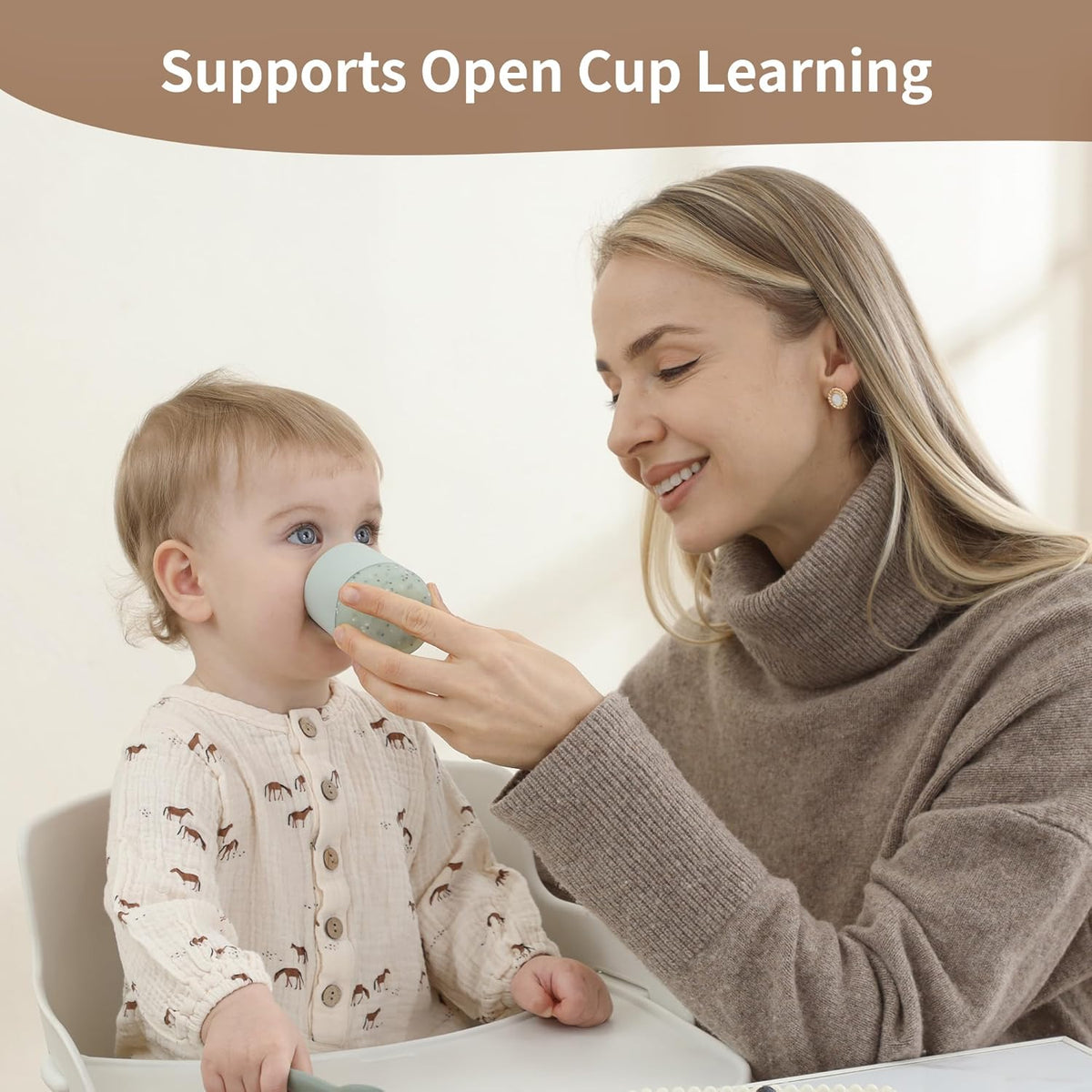 Moonkie Silicone Baby Cup 4 Months+ | Open Training Drinkware for Infants with Confetti Sprinkles |