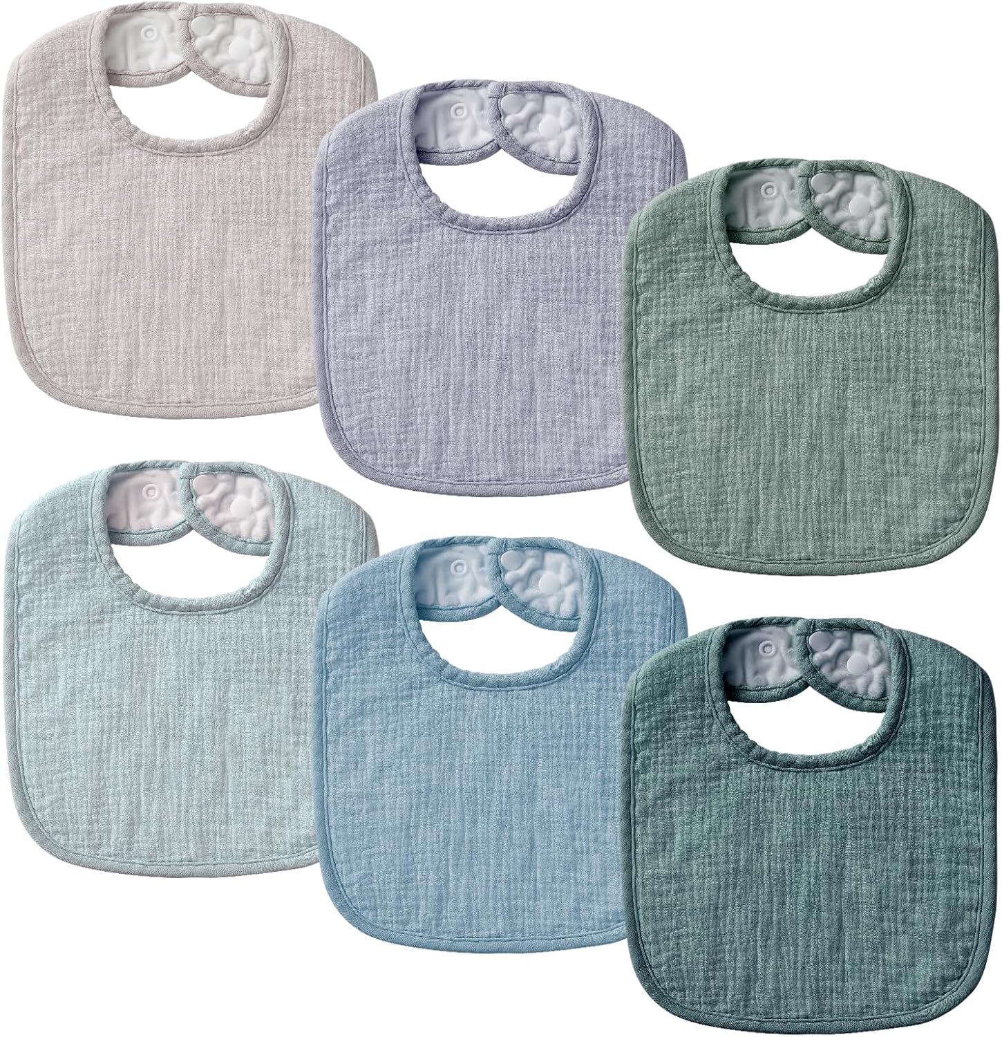 6-Pack Muslin Baby Bibs for Unisex Boys Girls, Cotton Baby Drool Bibs, Drooling and Teething Bibs
