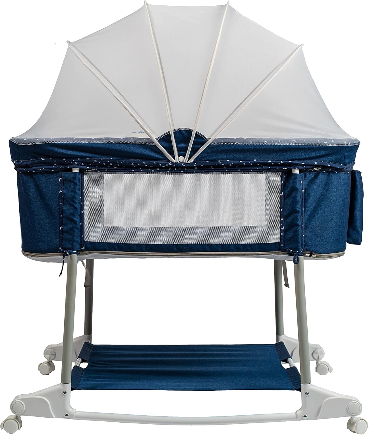Newborn Portable Bassinet on Wheels for Baby 3 in 1 Bedside Sleeper Rocking Crib Playard with