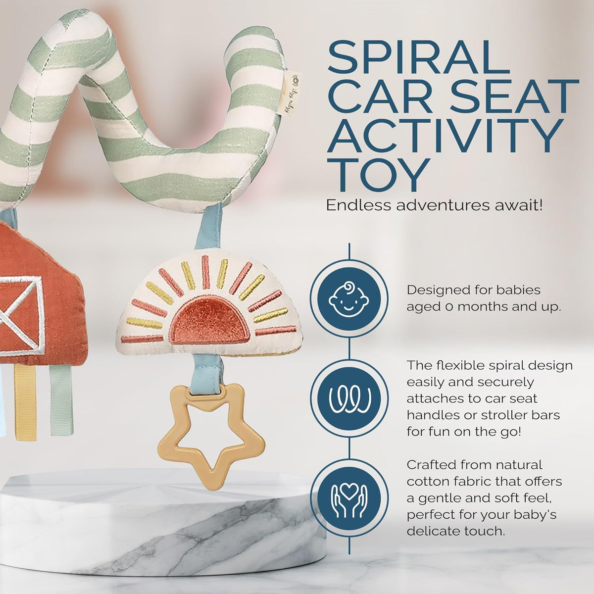 Itzy Ritzy Spiral Car Seat & Stroller Activity Toy - Stroller & Car Seat Toys for Ages 0 Months and