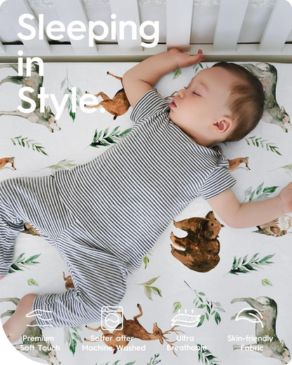 Premium Soft Crib Sheets for Boys, Ultra Breathable Crib Fitted Sheet, Super Stretchy Baby Bed