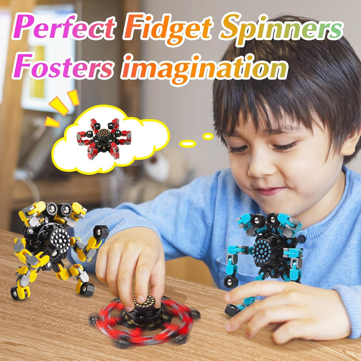Transformable Fidget Spinners 3 Pcs for Kids and Adults Stress Relief Sensory Toys for Boys and