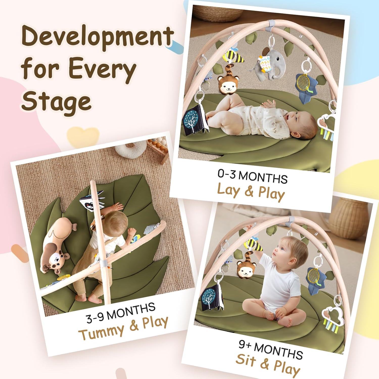Infant Activity Center for Newborn to Develop Motor Cognition Leaves Leaf-Shaped Baby Play Gym &