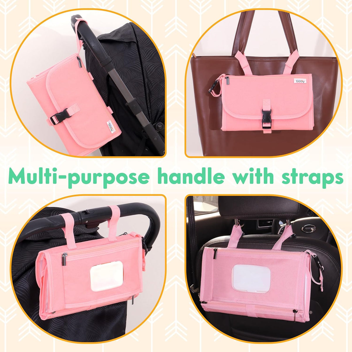 Kopi Baby Portable Diaper Changing Pad - Baby Diaper Changer Travel Bag with Wipes Pocket, Smart