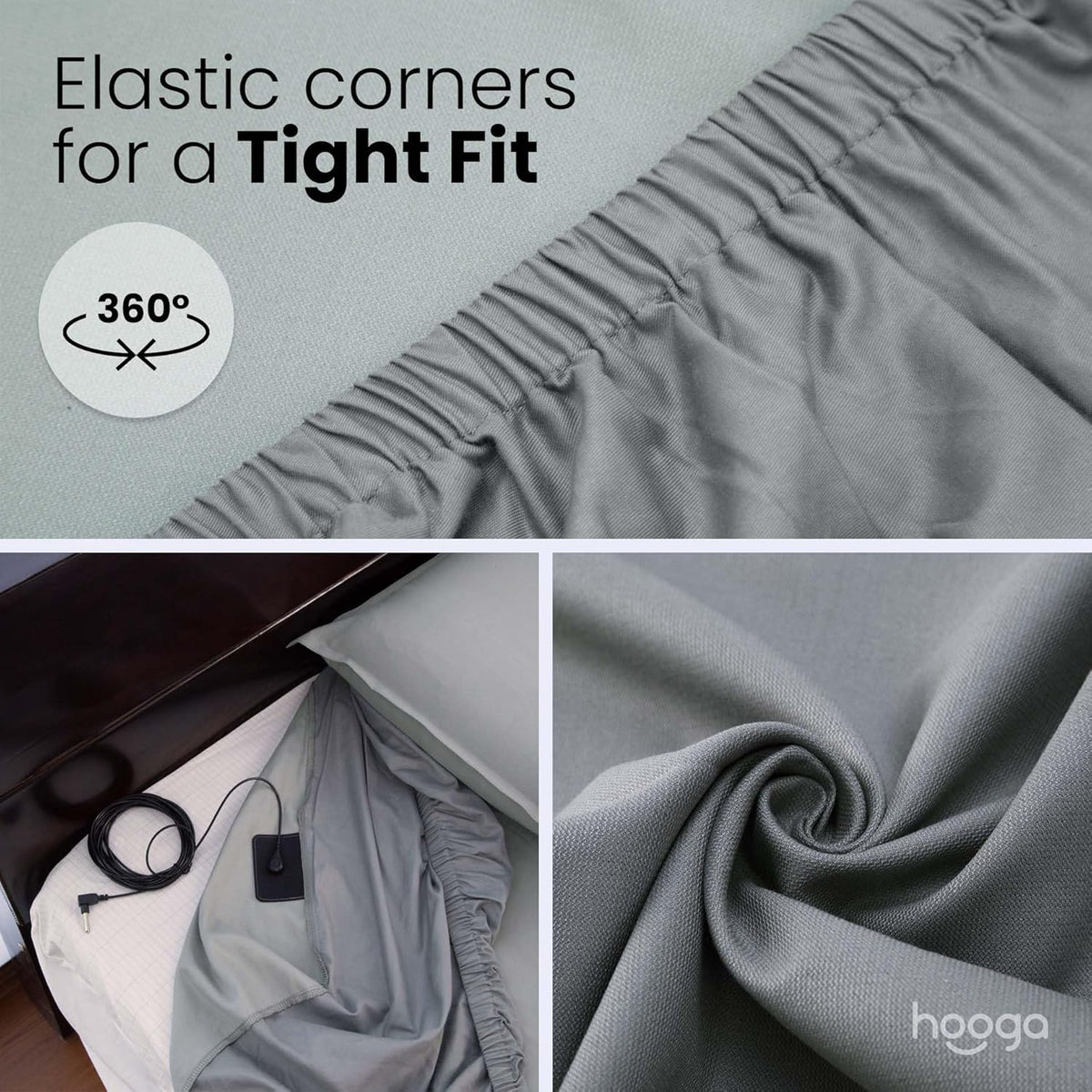Grounding Sheets, Queen Size, 94% Organic Cotton, 6% Conductive Silver, Fitted, 60"x80"x15", Gray