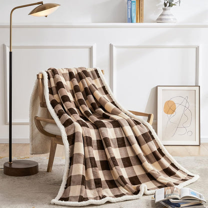Touchat Sherpa Buffalo Plaid Christmas Twin Blanket 60" X 70", Fuzzy Fluffy Soft Cozy Throw