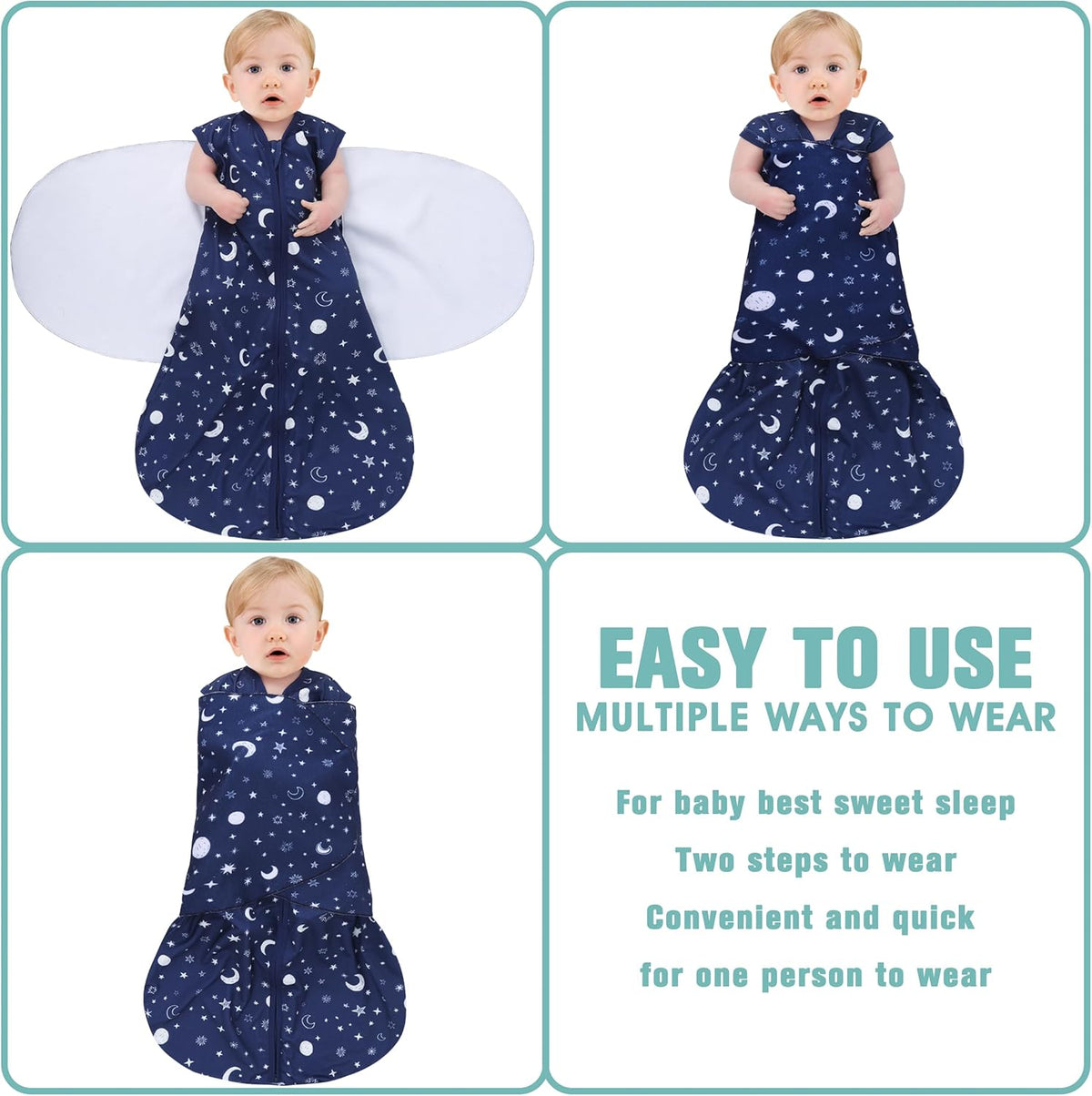 Newborn Sleep Sack Baby Swaddle,Swaddle me 3-6 Month,3-Way Adjustable Wearable Blanket,100% Rayon