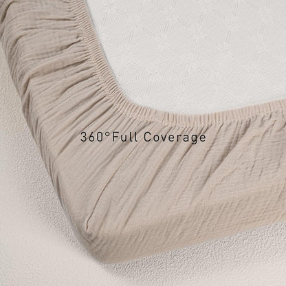 Gllquen Baby Muslin Mini Crib Sheets 3 Pack, Breathable Pack and Play Sheets Fitted Soft Cozy
