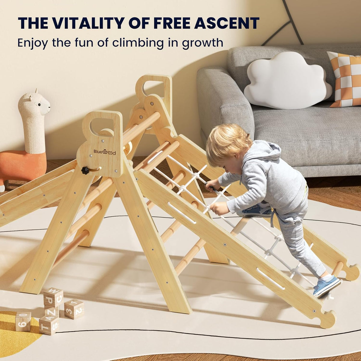 BlueWood 2025 8-in-1 Pikler Triangle Climbing Set Toddler Toys Indoor Baby Jungle Gym Climber