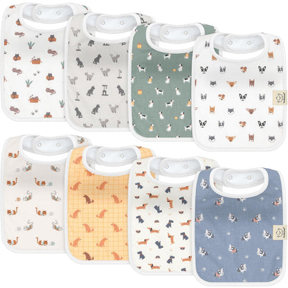 KeaBabies 8-Pack Organic Baby Bibs for Boys, Girls - Super Absorbent Cotton Drool Bibs for Baby