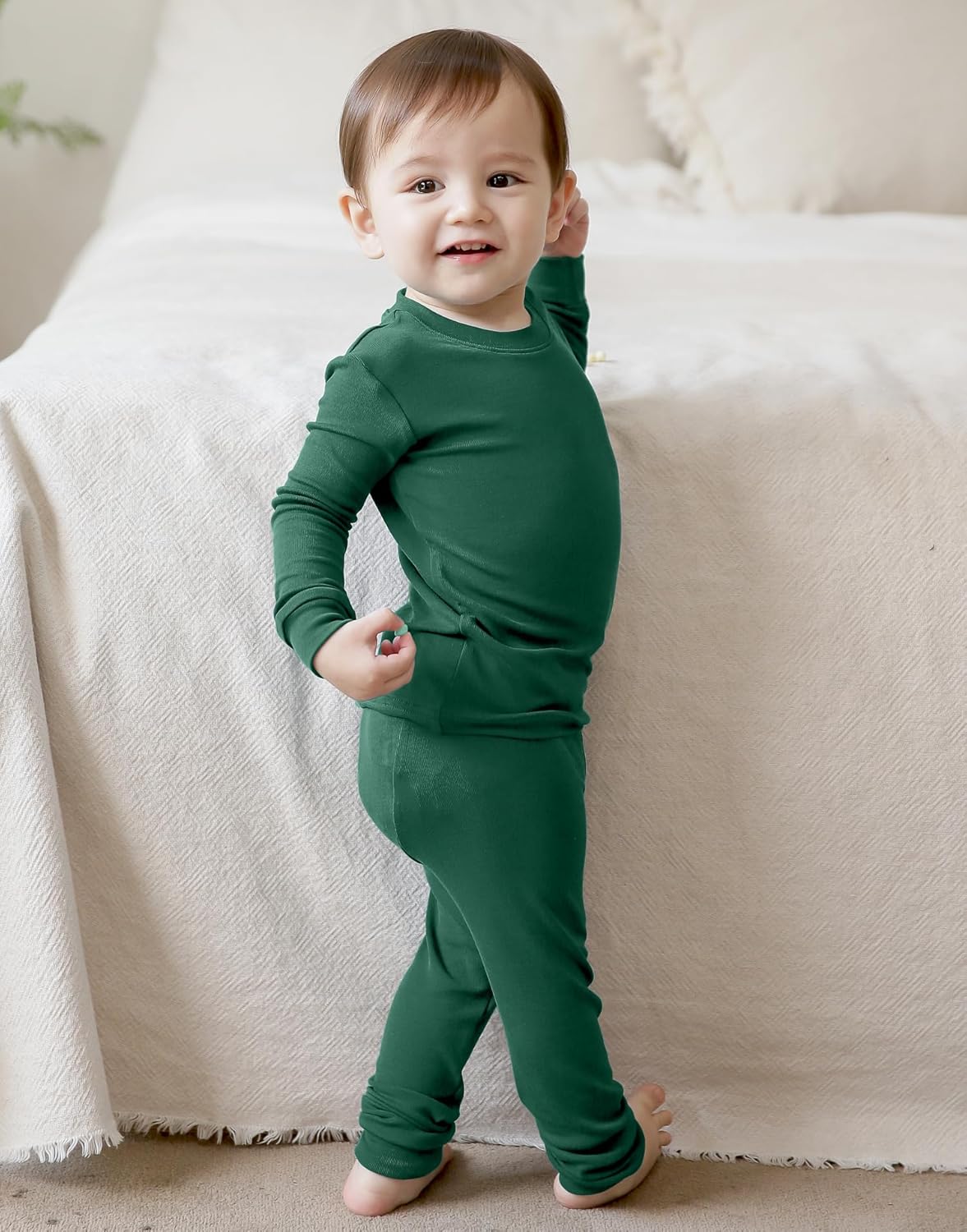 VAENAIT 6M-12Y Toddler Toddler Kids Toddler Girls Boys Soft Comfy Modal Tencel Solid Raglan