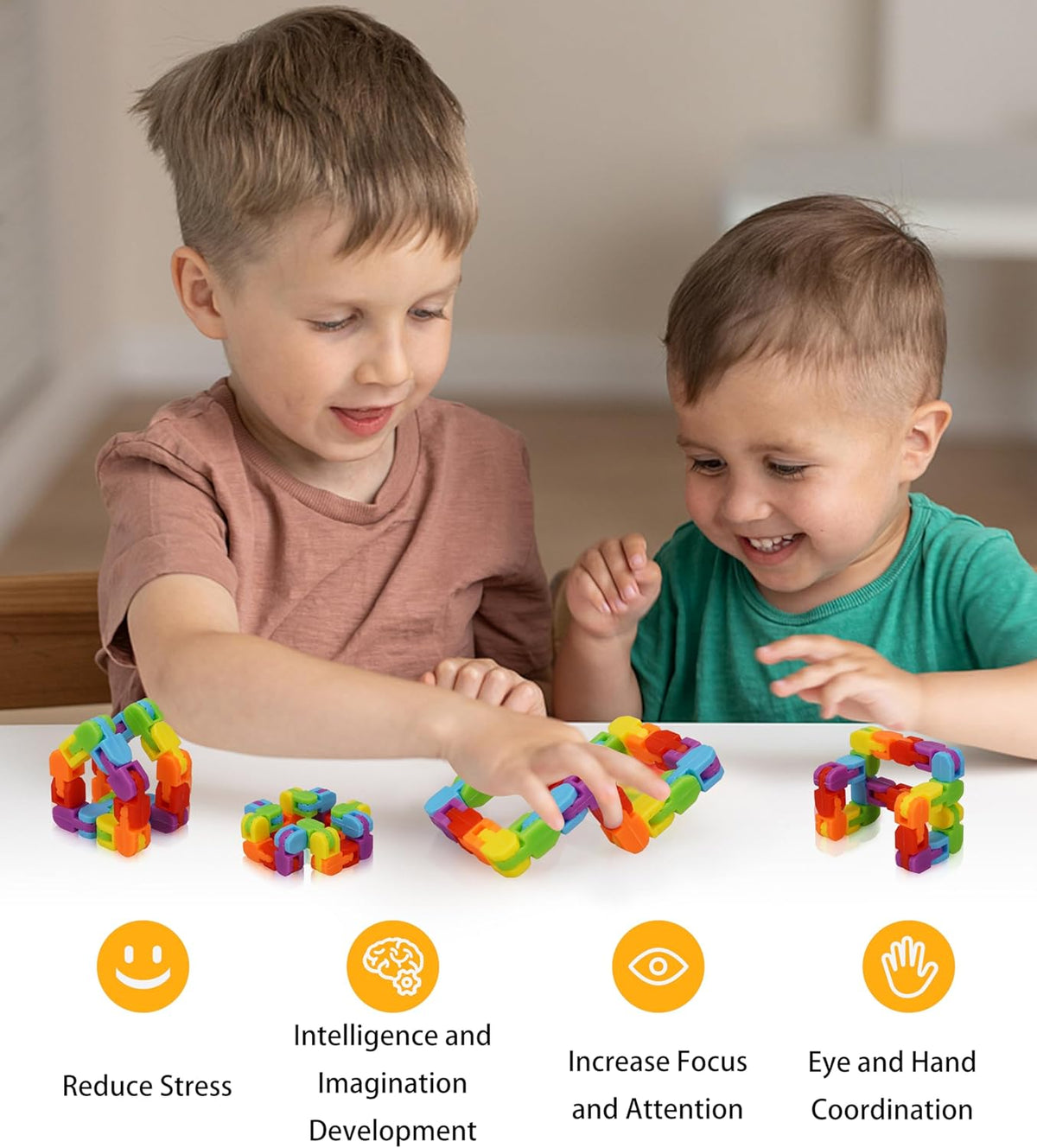Ganowo 18 Pack Wacky Tracks - Rainbow Color Snap Click Fidget Toys for Kids Adults ADHD Finger
