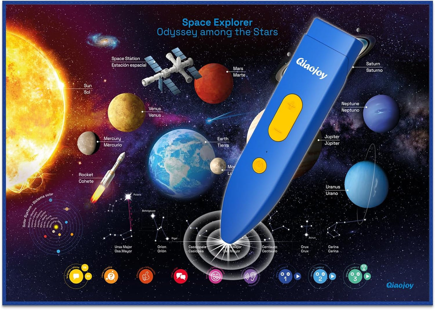 Bilingual Interactive Solar System Poster for Kids – Educational Talking Space Poster for Kids Aged