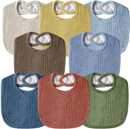 Muslin Baby Bibs for Unisex Boys Girls, Cotton Drool Bibs, Adjustable Newborn Bibs for Drooling and