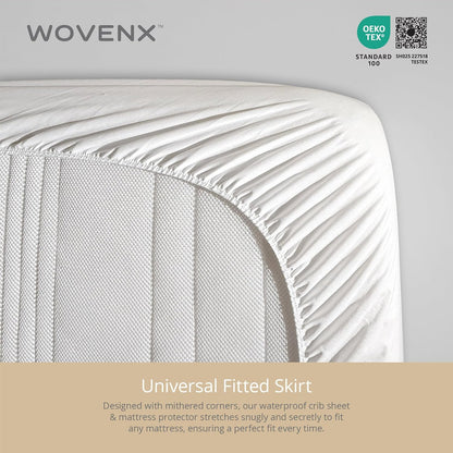 Organic All in One Crib Sheet and Mattress Protector - Waterproof Protectors - Reusable Washable