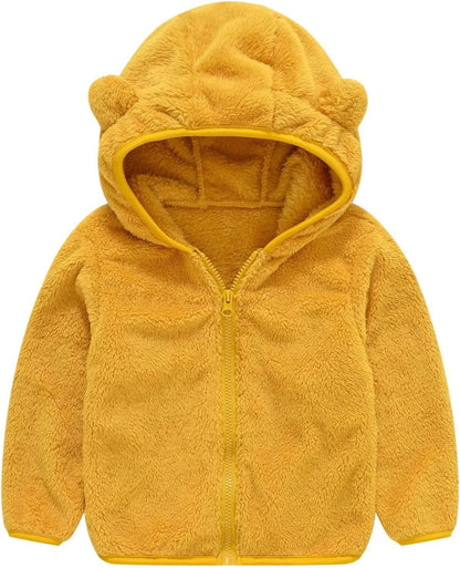 AIWUHE Toddler Boys Girls Hooded Jacket Fleece Hoodie Winter Warm Solid Color Teddy Coat Zip-up