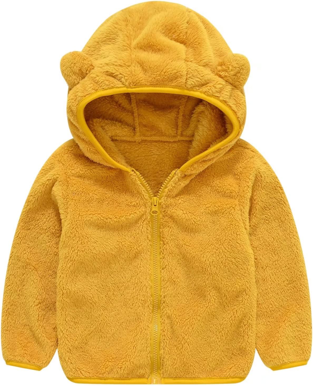 AIWUHE Toddler Boys Girls Hooded Jacket Fleece Hoodie Winter Warm Solid Color Teddy Coat Zip-up