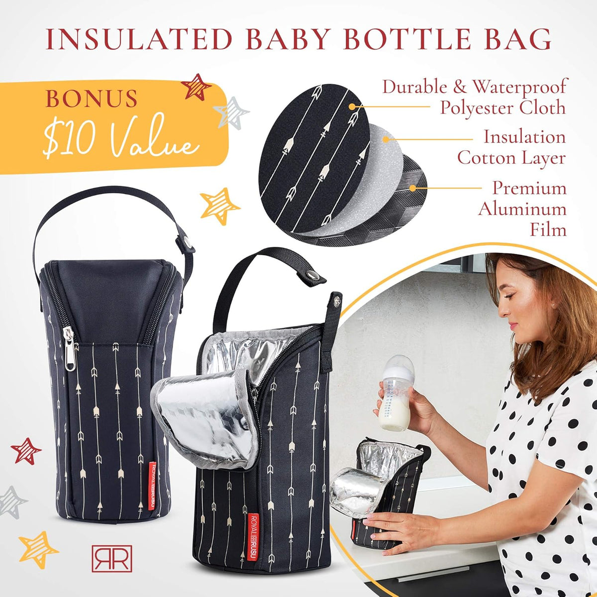 Portable Diaper Changing Pad Waterproof – B0NUS Insulated Baby Bottle Bag, 2-in-1 Diaper Clutch and