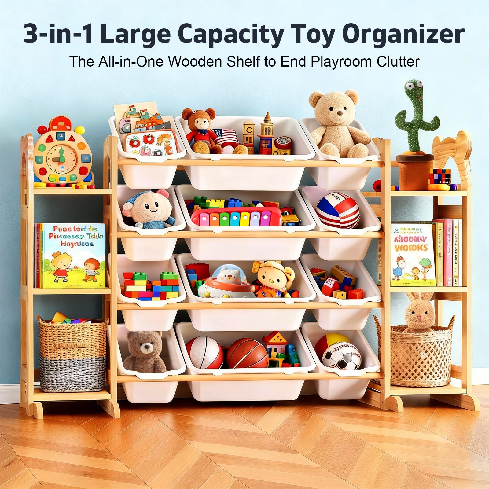 ZJFGPOT Toy Storage Organizer with 6 Shelves and 12 Bins, Toy Organizers and Storage Shelf with