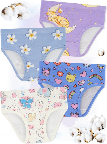 Girls' Underwear,Soft Cotton Tagless Panties for Toddlers' & Little Kids Comfort,Breathable