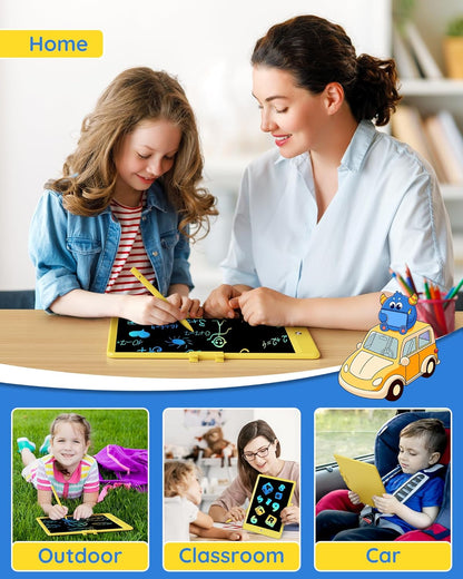 TEKFUN Toys for Girls Boys 10IN LCD Writing Tablet, Magic Doodle Board with Anti-Lost Stylus, Mess