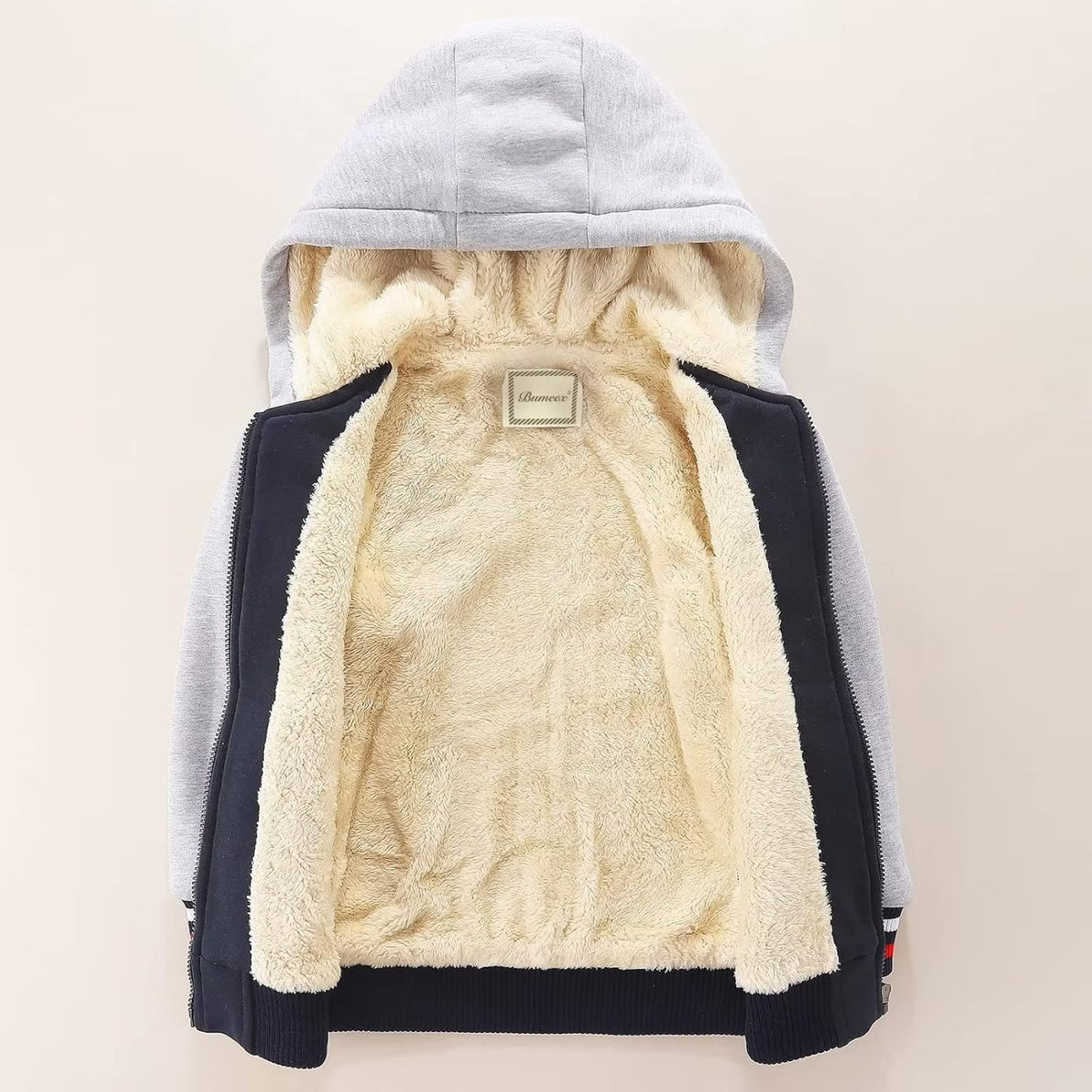 Bumeex Kids Boy's Girl's Sherpa Fleece Lined Jacket Spring Fall Winter Zip up Sweatshirt Hoodie