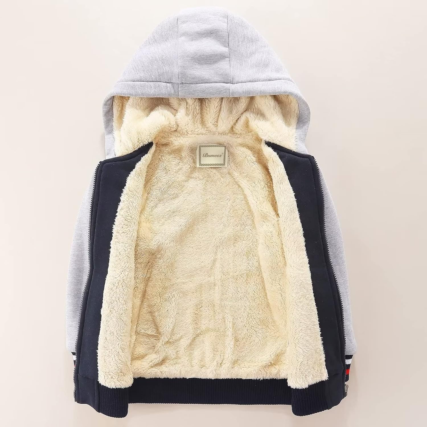 Bumeex Kids Boy's Girl's Sherpa Fleece Lined Jacket Spring Fall Winter Zip up Sweatshirt Hoodie