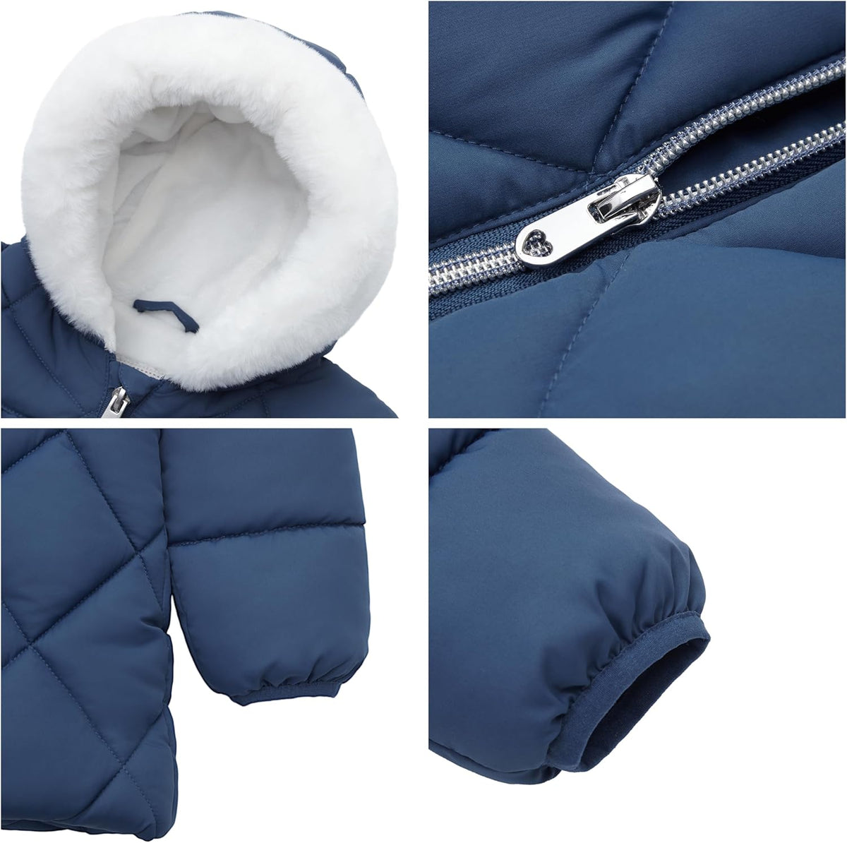 Rokka&Rolla Baby Girls' Water-Resistant Puffer Jacket Hooded Winter Coat with Soft Mini Fur Lining