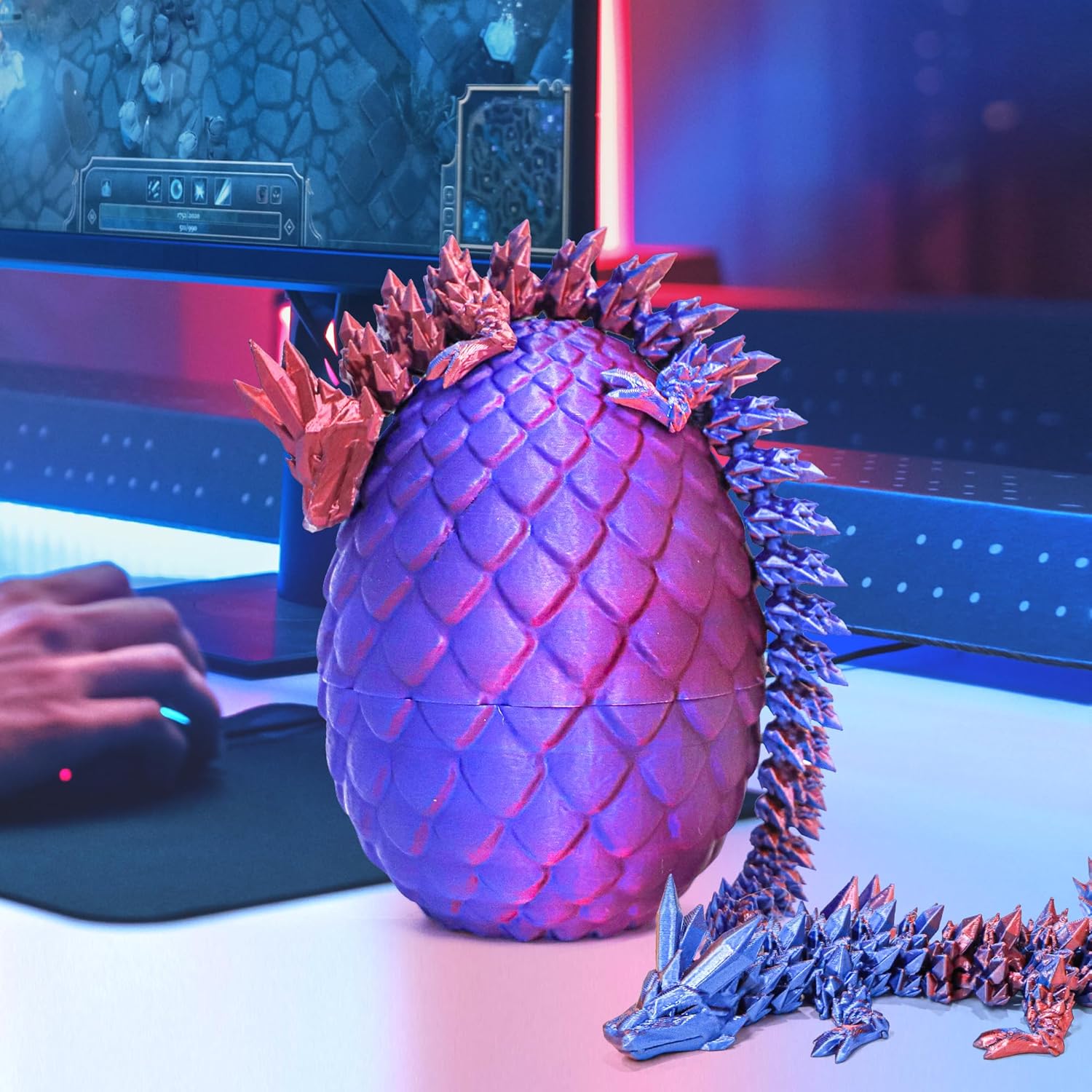 Dragon Egg - 3D Printed Egg with Flexible Dragon Inside, 3D Printed Gift, Articulated Dragon Egg