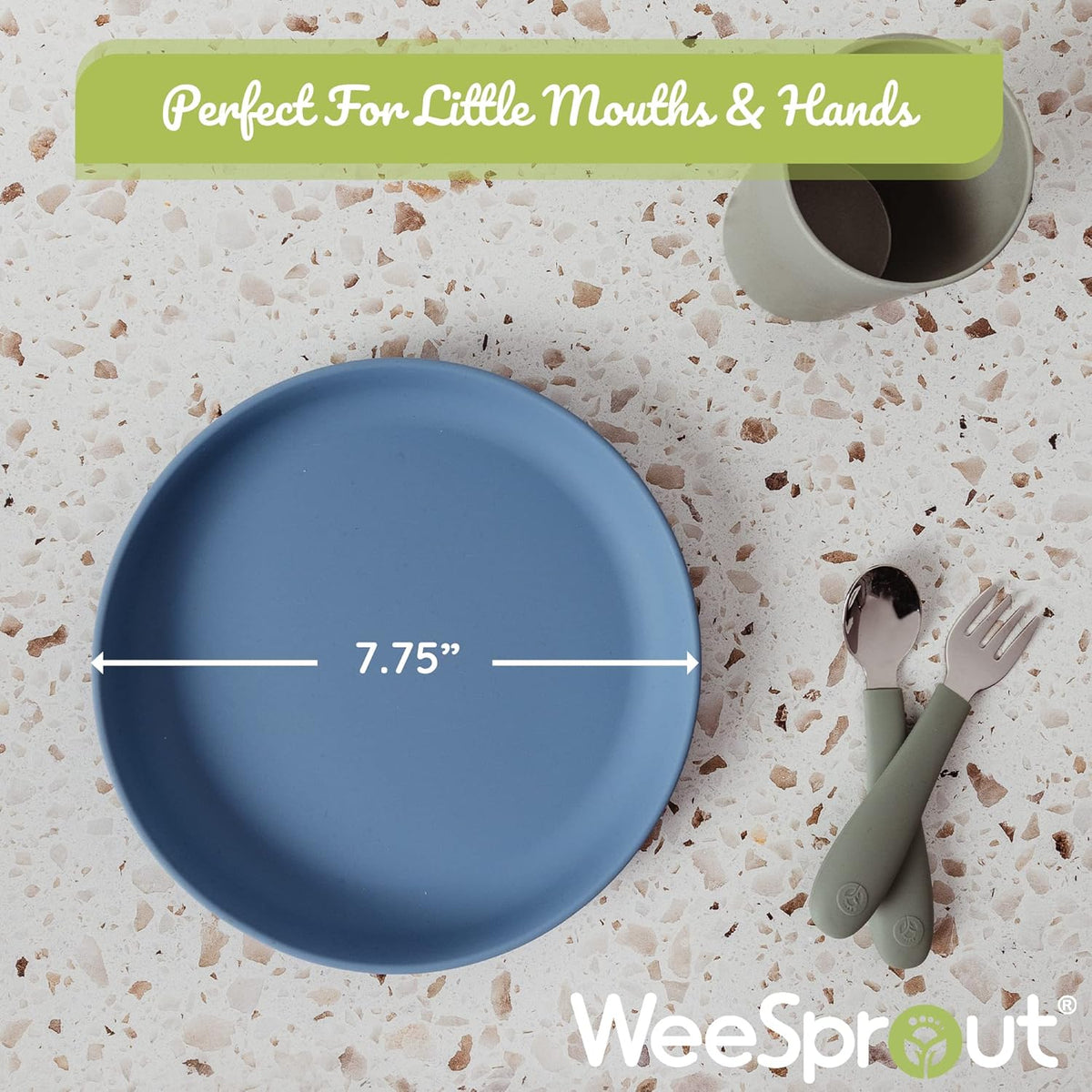 WeeSprout Baby & Toddler Non-Suction Plates with Lids, 100% Food Grade Silicone Plates, Premium