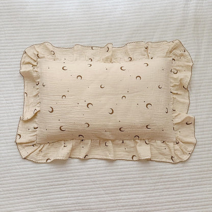 BuLuTu Muslin Toddler Pillowcases Girls Boys,Soft Breathable Cotton Kids Pillow Cover, Moon Star