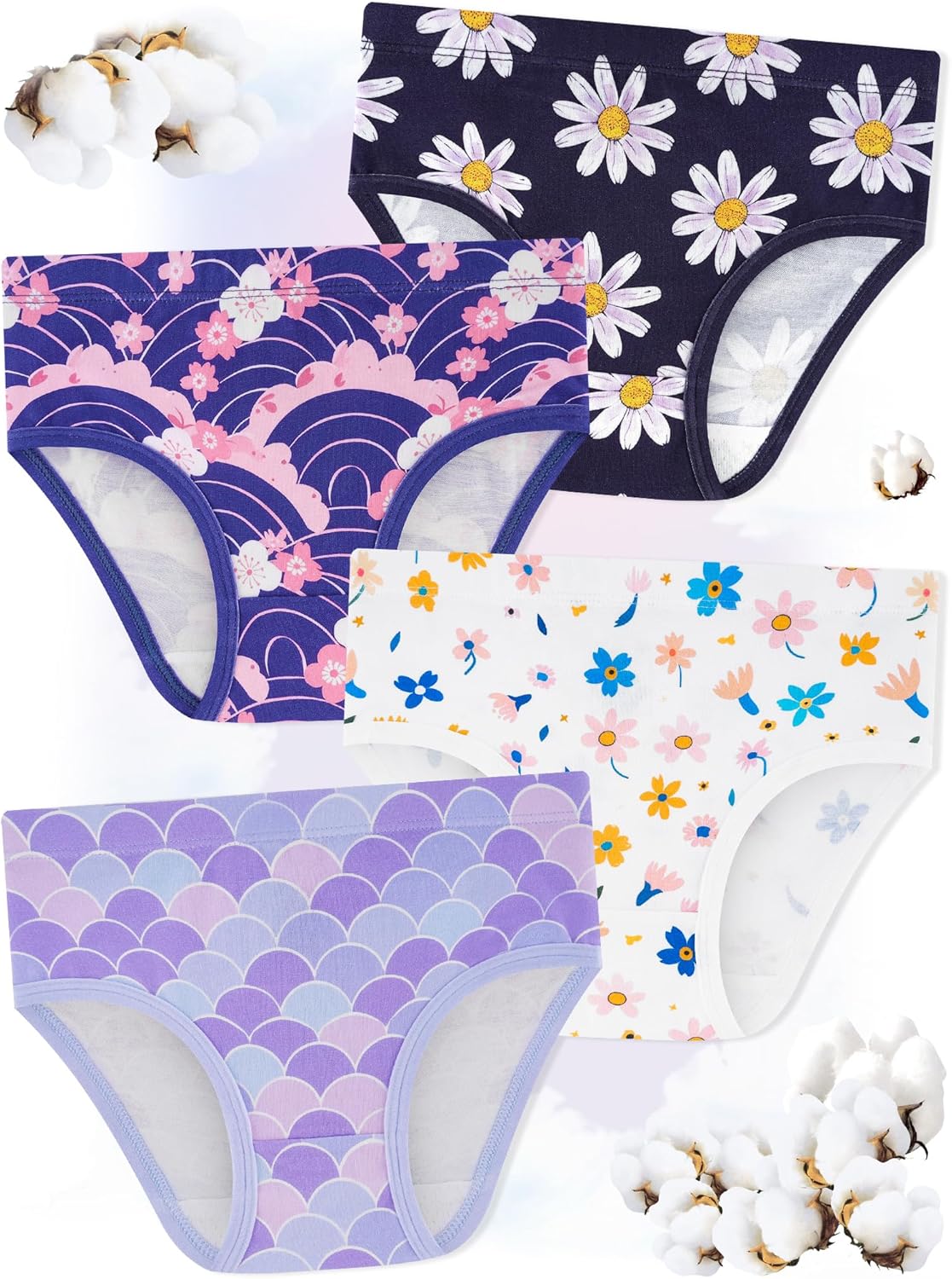 Girls' Underwear,Soft Cotton Tagless Panties for Toddlers' & Little Kids' Comfort,Breathable