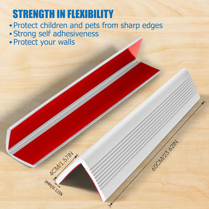 Wall Corner Protectors 4 Pack,1.57x1.57x23.62x0.12 inch PVC Double Side Proof Corner Guards for