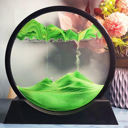 Moving Sand Art Picture in Motion Round Glass 3D Deep Sea Landscape, Dynamic Sand Art Sandscapes