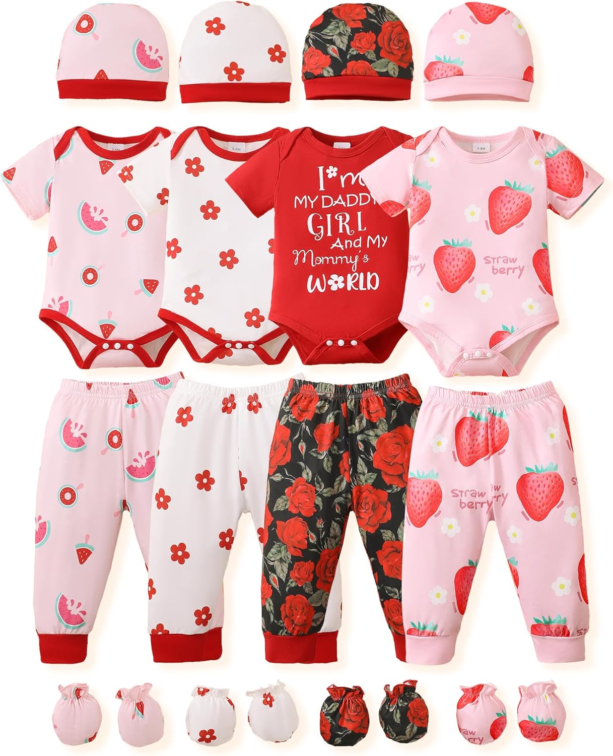 NZRVAWS Newborn Baby Boy Girl Clothes Unisex Infant Romper Pants Set Hat 4-Pack Outfits 0-12 Months