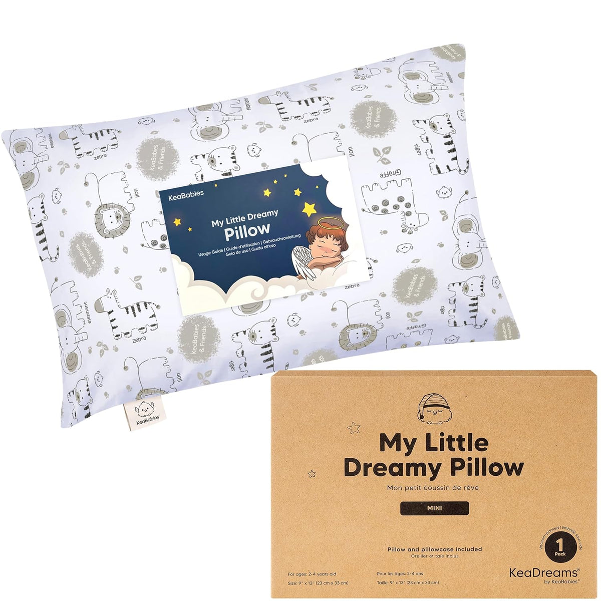 Mini Toddler Pillow with Pillowcase - 9x13 My Little Dreamy Travel Kids Pillow for Sleeping