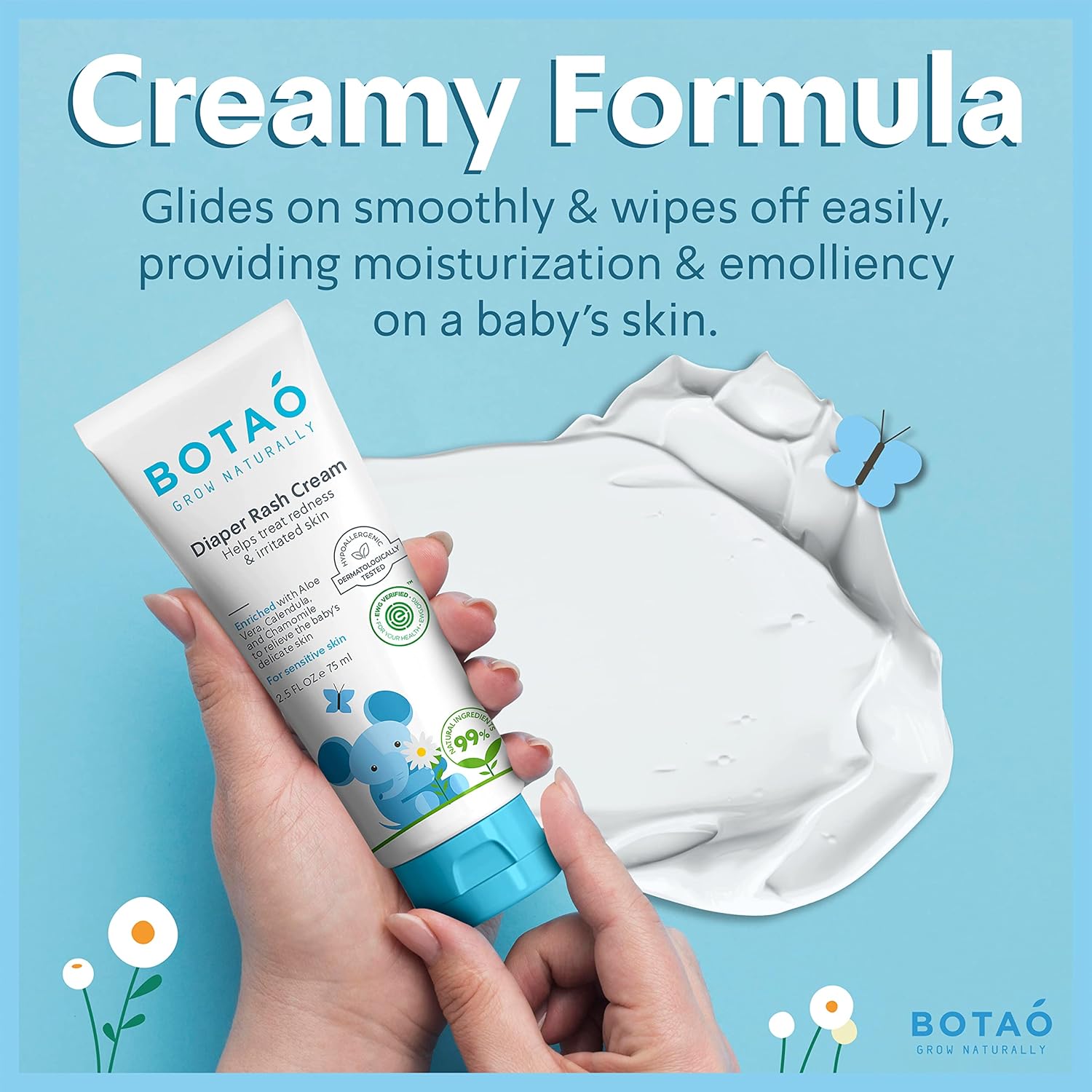 Baby's Natural Diaper Cream | Organic Diaper Cream EWG Verified | Naturally Soothes Baby Rashes |
