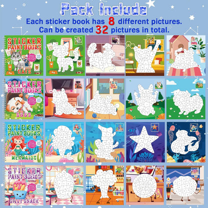 gisgfim 4Pcs Paint by Sticker Books Sticker by Number Books Activity Puzzle Book Craft Art Gift