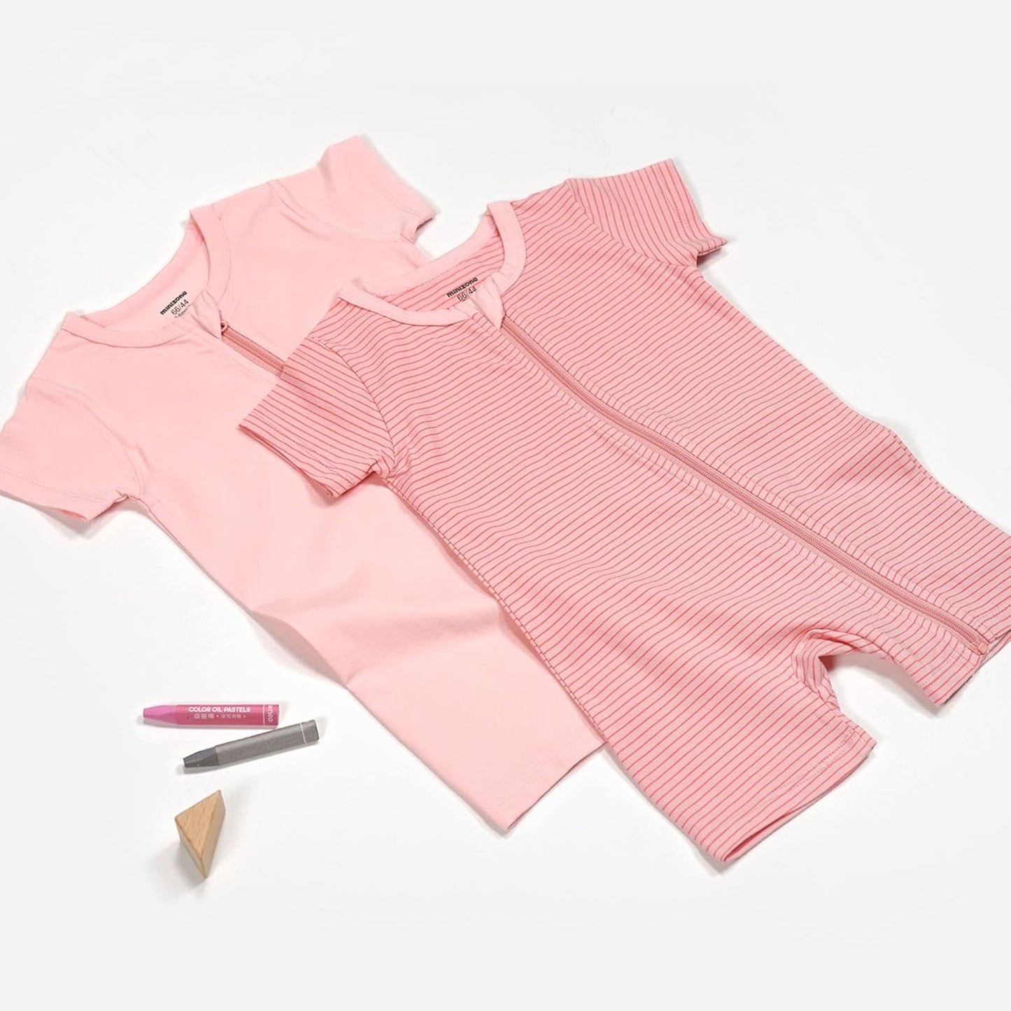 Teach Leanbh Baby Boys or Girls 2 Pack Pajamas Cotton Short Sleeve Zipper Romper Jumpsuits Sleep