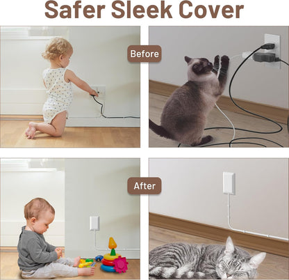 8FT Flat Plug Extension Cord with 3 Outlet Power Strip,Ultra Thin Outlet Concealer with Outlet